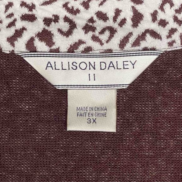 Allison Daley Brown White Animal Print Zip Jacket Size 3X - Picture 2 of 6